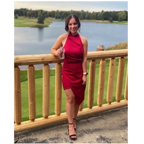 Elliatt | Dresses | Elliatt Camo Asymmetric Satin Cocktail Dress In Merlot  Size Small Nwt | Poshmark